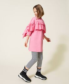 Maxi t-shirt with ruffles and leggings Two-tone "Sunrise" Pink / Houndstooth Print Child 222GJ2392-03