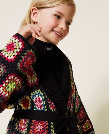 Multicoloured crochet-like cardigan Multicolour Black Child 222GJ309A-04