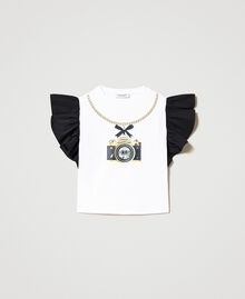 T-shirt avec manches en taffetas Imprimé Appareil Photo/Noir Enfant 231GJ2Q5D-0S