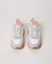 Wedge trainers with coloured sole Two-tone Optical White / Mousse Pink Woman 231TCP016-04