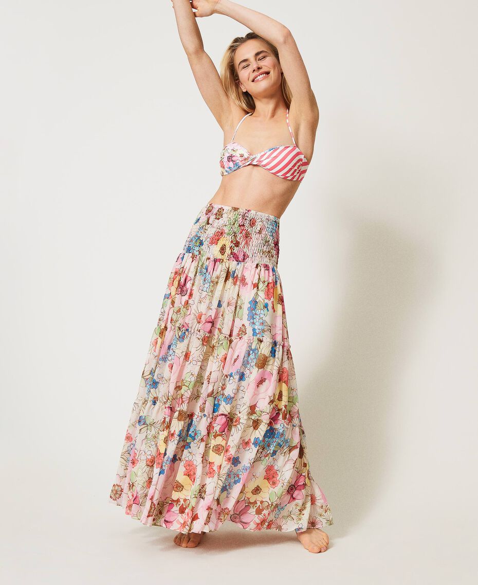Floral print skirt-dress Woman, Fuchsia | TWINSET Milano