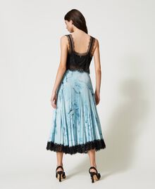 Long pleated satin skirt with lace Woman 231AT2282-04