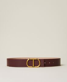 Reversible leather belt with logo Two-tone Grape / "Parisienne" Pink Woman 222TO5042-01