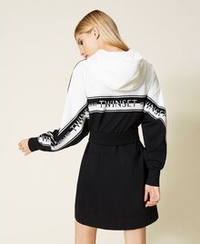 Two-tone knit dress with logo Bicolour Black / "Snow" White Woman 212TT2382-04