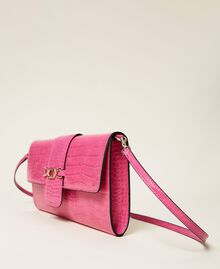 Shoulder bag with Oval T clasp Pink Crocodile Print Woman 222TD8053-02