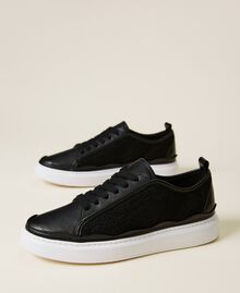 Leather and lace trainers Black Woman 222TCP020-01