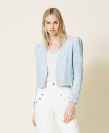 Short bouclé jacket Light Blue / “Snow” White Bouclé Woman 221TP2691-01