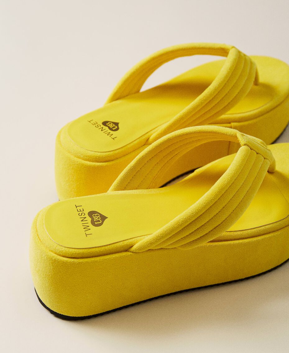 Platform thong sandals with stitching "Celandine” Yellow Woman 221LMPZCC-03