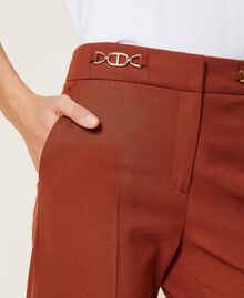 Pantaloni in saia misto lana con morsetti Nero Donna 222TT2303-05
