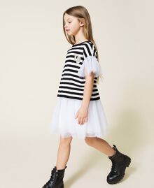 Dress with tulle and striped jumper set Off White Stripe Two-tone Black / Off White Child 221GJ3182-03
