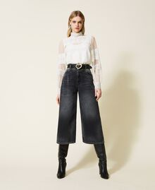 High waist cropped jeans Black Denim Woman 222TP239A-01
