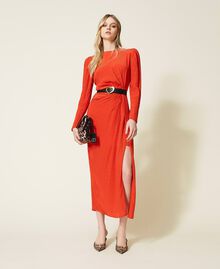 Animal print jacquard long dress Goji Red Woman 222TP2090-0T