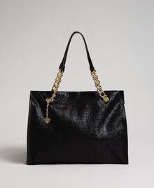 Faux leather glitter travel bag Black Woman 192LL7ZFF-01