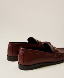 Leather loafers with logo clasp Grape Woman 222TCP012-03