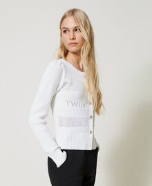 Openwork cardigan with logo White Snow Woman 231TP3052-02