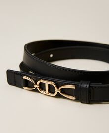 Leather belt with logo clasp Black Woman 222TA4061-02