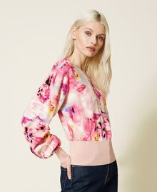 Jumper-cardigan with print "Hot Pink” Nuances Woman 221AT3220-03