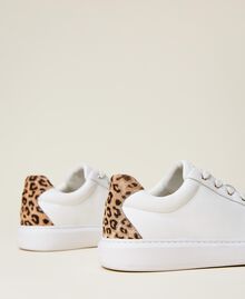 Leather trainers with animal print detail White Woman 222TCP060-03