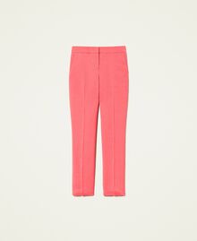 Linen blend twill cigarette trousers "Wild Azalea” Red Woman 221TT2199-0S