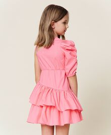 One-shoulder poplin dress Shocking Pink Child 221GJ2Q10-04