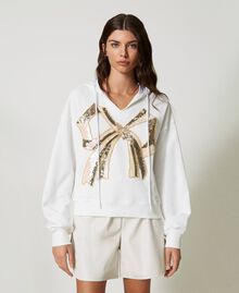 Hoodie with embroidered maxi bow "Papers" White Woman 231AP2300-02