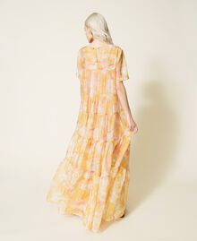 Robe longue en organza imprimé Nuances de Jaune Vif Femme 221AT2154-04