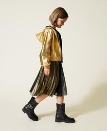 Laminated georgette long skirt Multicolour "Gunpowder" Silver / Gold / Black Child 222GJ2440-01