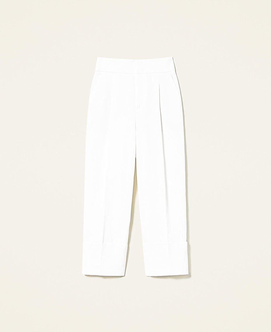 Pantalon cropped en satin opaque Blanc Neige Femme 221TP2650-0S