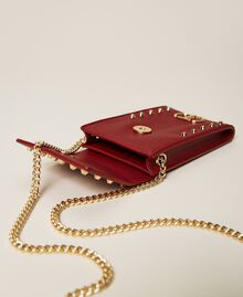 Cellphone holder with studs and logo Cherry Red Woman 212TD8107-05