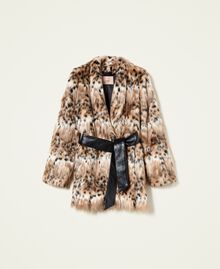 Animal print faux fur coat "Brown Sugar" Brown / Black Soft Mix Woman 222TT2100-0S