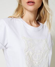 Camiseta con bordado macramé Blanco Mujer 231TP2140-04