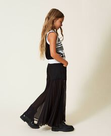 Bull and pleated georgette trousers Black Child 222GJ241D-03