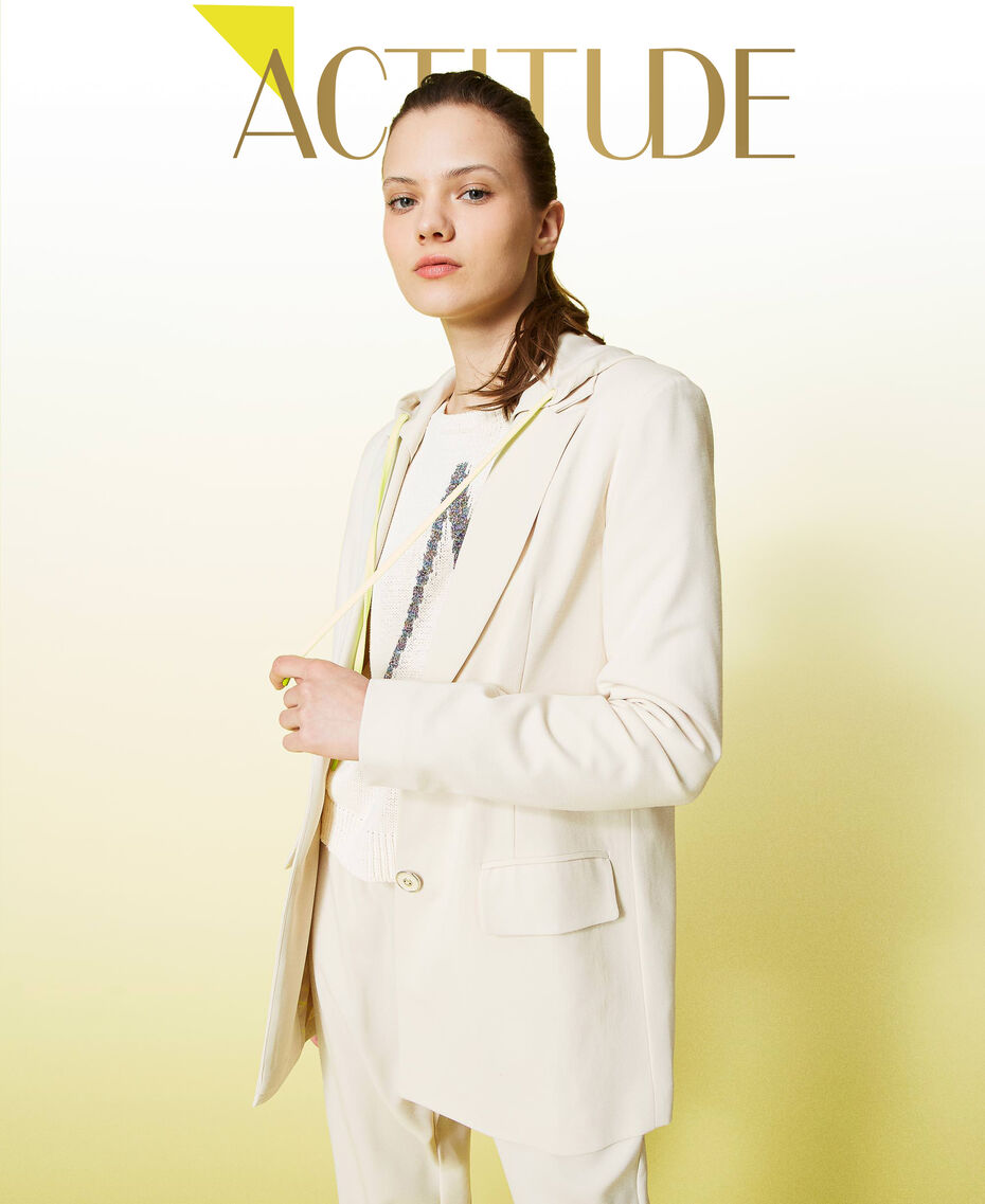 Blazer with removable hood Pale Cream Woman 221AT2531-01