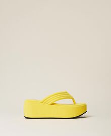 Platform thong sandals with stitching "Celandine” Yellow Woman 221LMPZCC-01