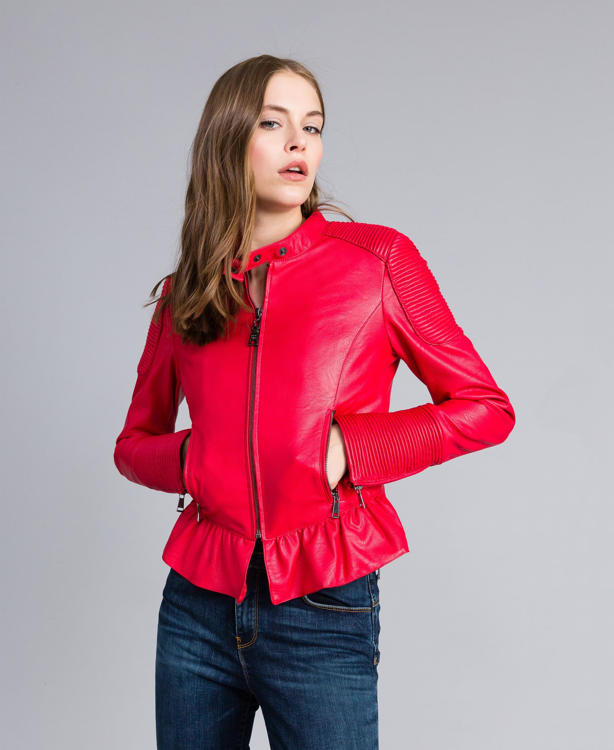 Rosso M sconto 46% Lefties Giacca biker MODA DONNA Giacche Similpelle 