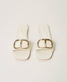 Leather sliders with logo White Snow Woman 211TCT014-05