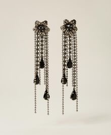 Flower earrings with fringes Aged Silver Woman 222TA4023-01