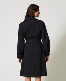 Recycled cotton double-breasted trench coat Black Woman 231AP2090-04