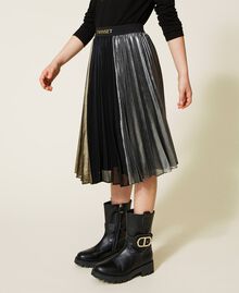 Laminated georgette long skirt Multicolour "Gunpowder" Silver / Gold / Black Child 222GJ2440-02