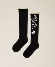 Socks with sequins and logo Black Woman 222TO5100-01