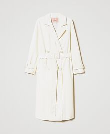 Leather-like trench coat with pleats Antique White Woman 231TP2093-0S