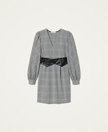 Robe en laine mélangée prince de Galles Prince de Galles Blanc « Neige » / Noir Femme 212TT2203-0S