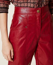 Pantalon cropped en tissu enduit Framboise Foncé Femme 212TT2051-05