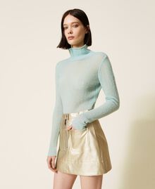 Laminated leather-like mini skirt Pale Gold Woman 222AP2341-03