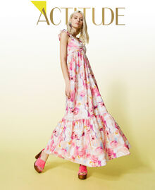 Floral poplin long dress "Hot Pink” Nuances Woman 221AT2480-01
