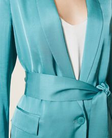 Satin jacket with belt "Bristol” Blue Woman 222TP2604-04