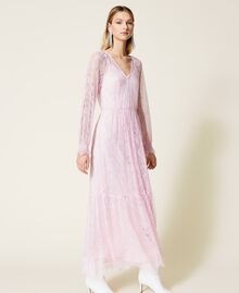 Robe longue en dentelle de Valenciennes Rose « Bouquet » Femme 221TP2140-04