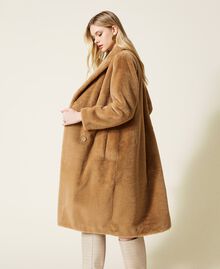 Double-breasted faux fur coat "Dune" Beige Woman 222TP2180-01