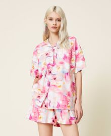 Poplin floral shirt "Hot Pink” Nuances Woman 221AT2482-02