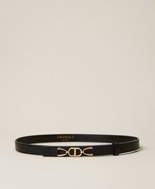 Leather belt with logo clasp Black Woman 222TA4061-01